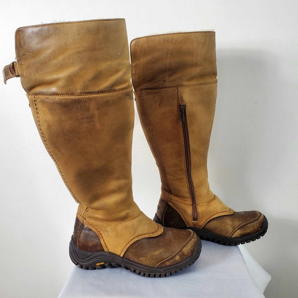 UGG Women's Miko Leather and Sheepskin Tall Boots 6US